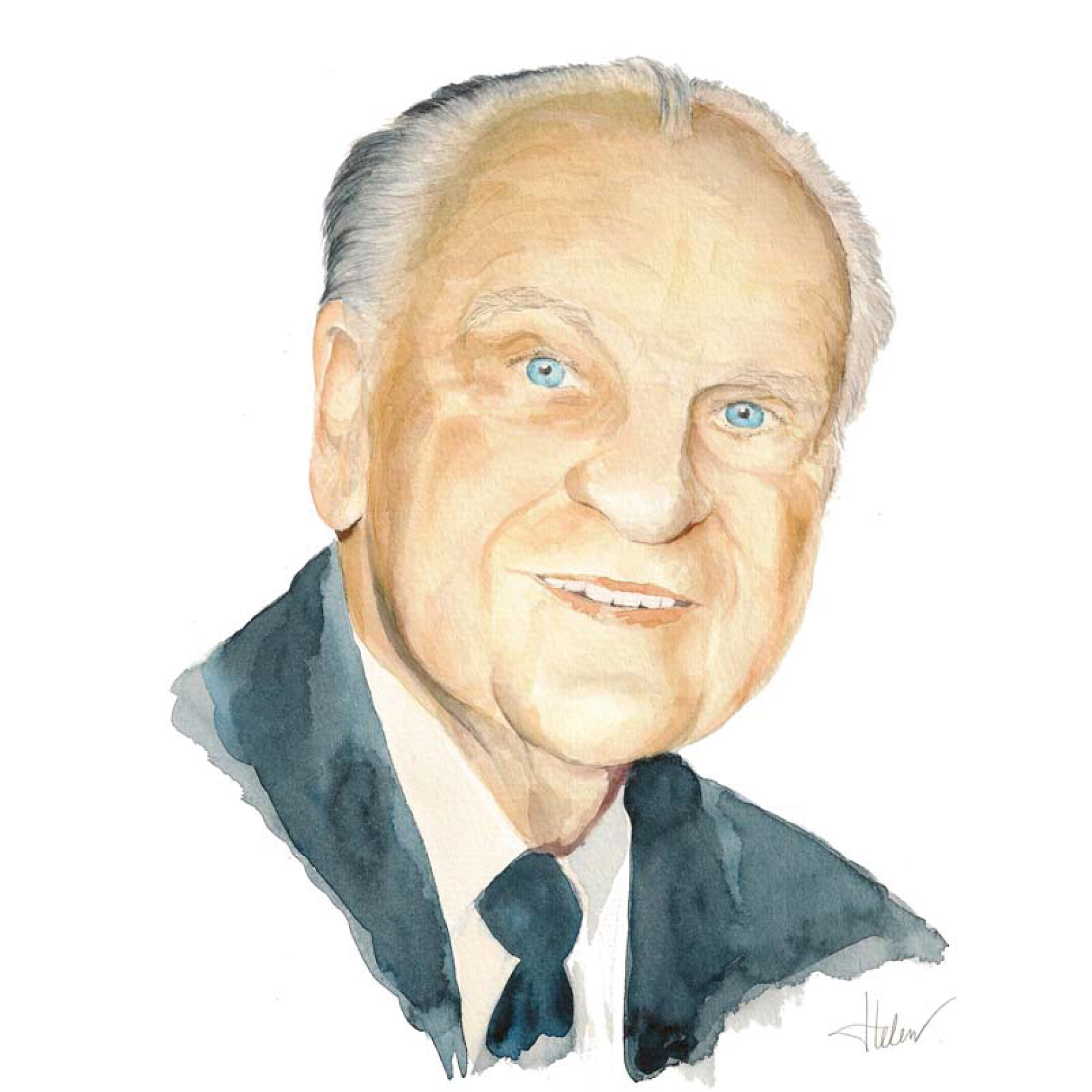 Porträtt i akvarell - morfar Ingvar Svensson